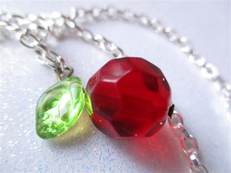 Autumn Apple Necklace Crystal Red Apple Necklace Crystal Candy Apple Glass Glamourous Jewelry - Etsy