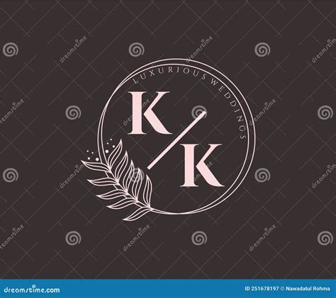 KK Initials Letter Wedding Monogram Logos Template, Hand Drawn Modern Minimalistic and Floral ...