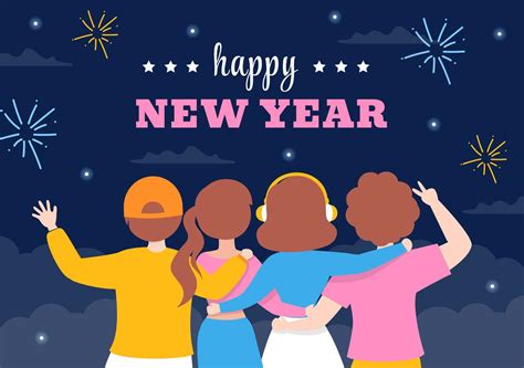 Happy New Year 2023 Celebration Template Hand Drawn Cartoon Flat Background Illustration with ...