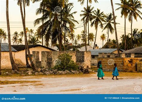 Sunset in Jambiani Village Zanzibar Editorial Stock Image - Image of paje, prison: 112148664