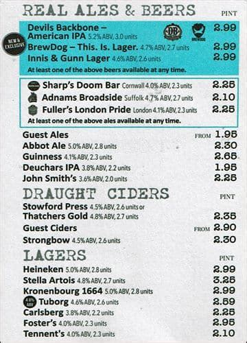 An Ruadh-Ghleann (JD Wetherspoon) Menu - Zomato UK