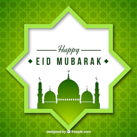 Free Vector | Green mosaic background of eid mubarak