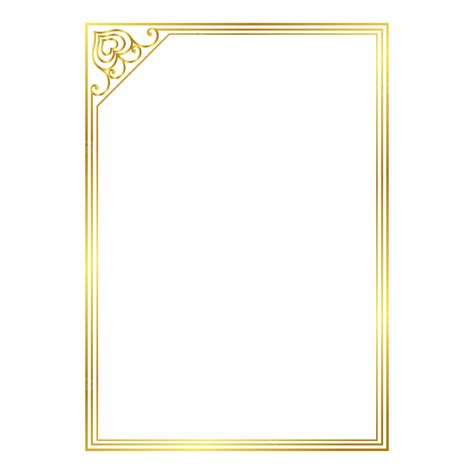Abstract Luxury Vintage Gold Frame Minimalist Border A4 Paper Golden Line, Golden Frame Vector ...