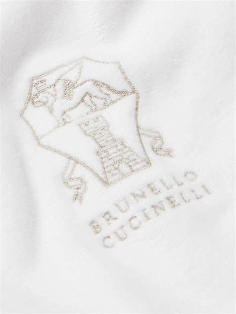 Brunello Cucinelli - Logo-Embroidered Linen-Trimmed Cotton-Terry Robe - White Brunello Cucinelli