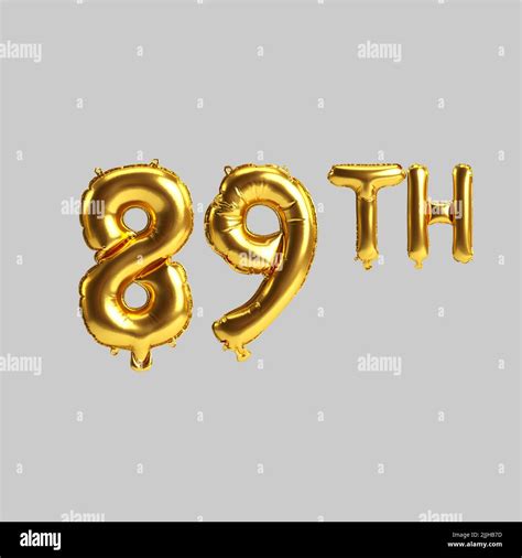 3d illustration of 89th golden balloons isolated on white background Stock Photo - Alamy