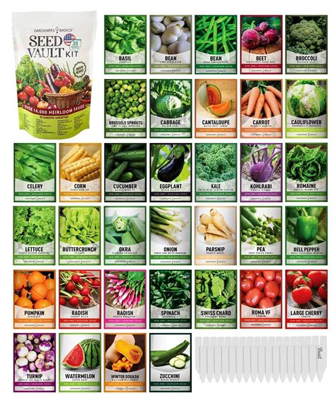 Survival Vegetable Seeds Garden Kit Over 16,000 Seeds Non-GMO and Heirloom, Great for Emergency ...