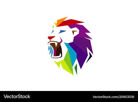 Creative abstract colorful lion head logo Vector Image