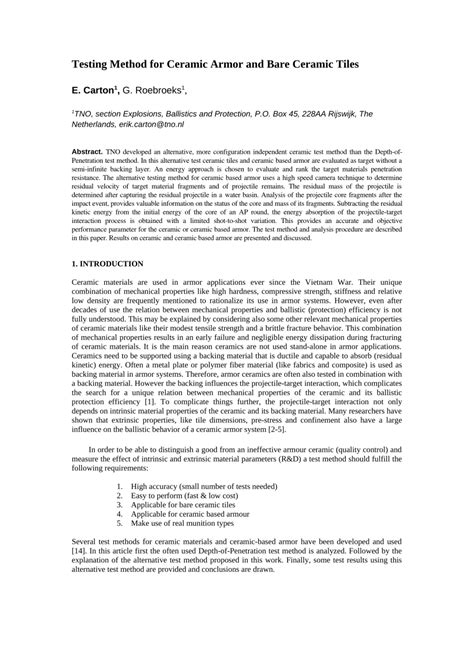 (PDF) Testing Method for Ceramic Armor and Bare Ceramic Tiles