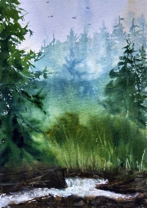 Forest watercolor print Woodland art watercolor painting | Etsy | Woodland art, Landscape poster ...