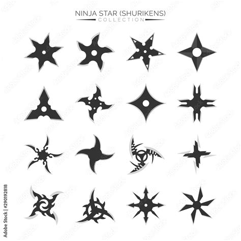 Set of Ninja Star Silhouette, Shuriken Vector Illustration Design Collection Stock Vector ...