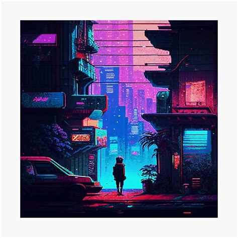 "Cyberpunk pixel art city" Photographic Print for Sale by Christolamber ...