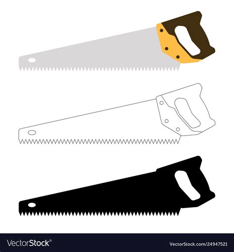 Set hand saw flat style Royalty Free Vector Image