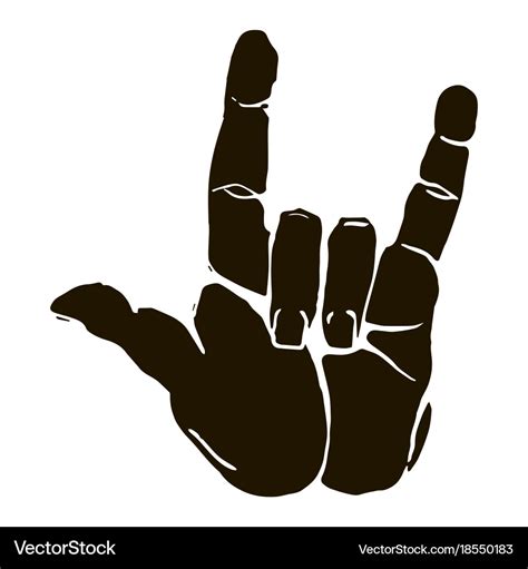 Black silhouette realistic rock n roll hand Vector Image