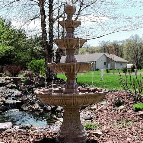 Large Tiered Outdoor Fountain with Ball Finial | Fiberglass