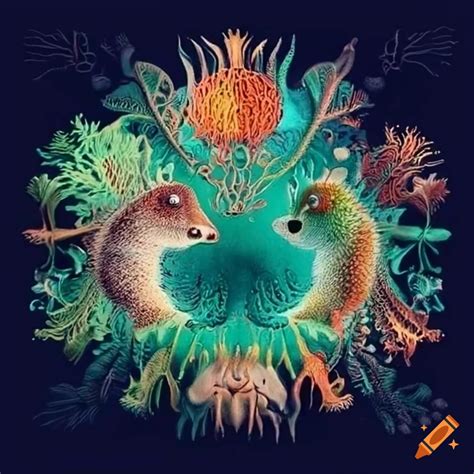 Illustration of cute animals greeting each other on Craiyon