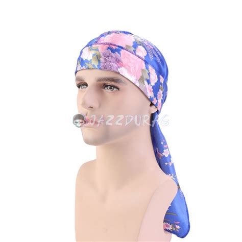 Silky Floral Durag and Bonnet Set Blue | Jazzdurag