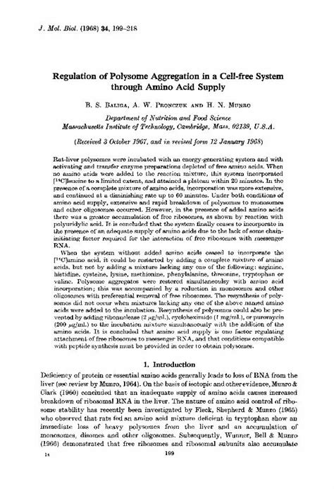 (PDF) Regulation of polysome aggregation in a cell-free system through ammo acid supply ...