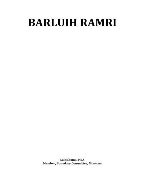 Barluih Ramri: Lalduhoma, MLA Member, Boundary Committee, Mizoram | PDF ...