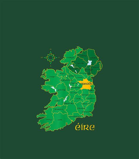 Meath Ireland Irish County Map Eire Irish Travel Digital Art by Riyaq Maks - Fine Art America