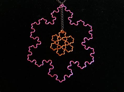 Fractal Necklace Koch Snowflake Duo Fuchsia and Orange - Etsy