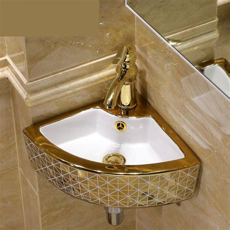 Luxury European Mini Triangle Washbasin Corner Wall Hung Washbasin Balcony Toilet Simple Sink ...