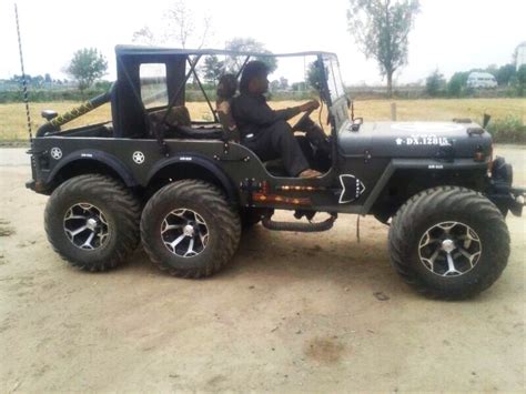 A modified version of Willys Jeep now converted into a 6x6 in India