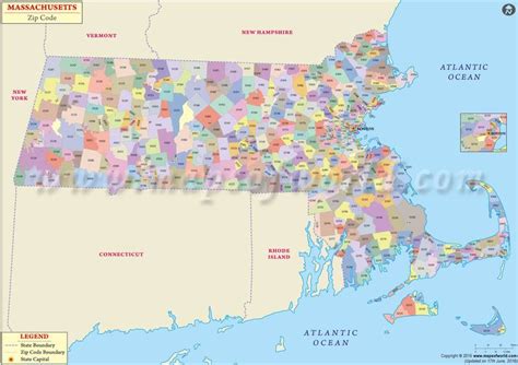 Massachusetts Zip Code Map, Massachusetts Postal Code