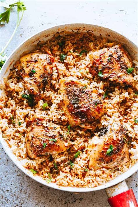 Garlic Butter Chicken Thighs and Rice Recipe - Relish