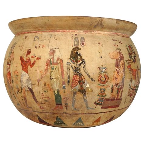 Egyptian Revival Pottery Bowl Planter Painted with Egyptian Figures | Ancient egypt art ...