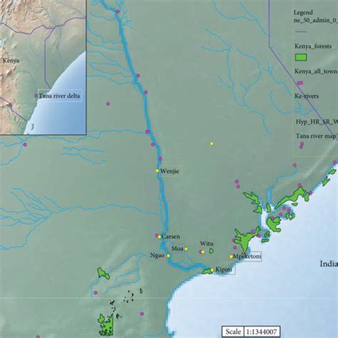 Map of Tana River Delta in Tana River County, Kenya. Source: map... | Download Scientific Diagram