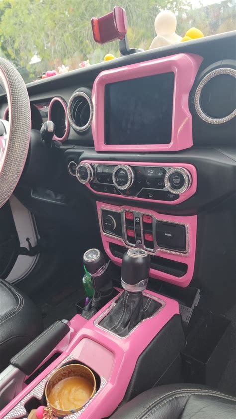 Pink Car Interior with Black Leather Seats