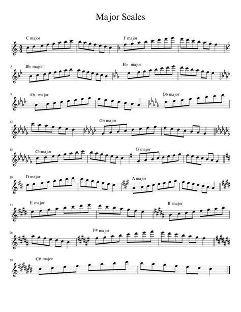 Major Scales for flute sheet music for Flute download free in PDF or MIDI