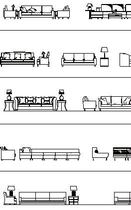 Curved Sofa Elevation Cad Block | Baci Living Room