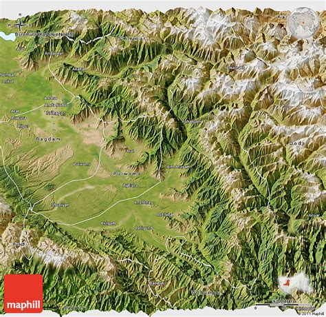 Satellite 3D Map of Anantnag (Kashmir South)