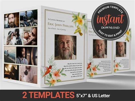 Funeral Program Template Order of Service Celebration of - Etsy