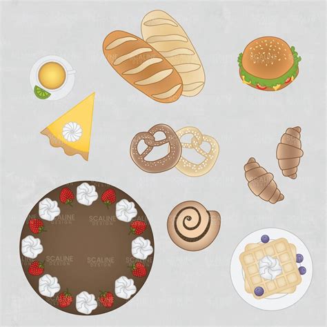 Furniture and Decor Clipart, Vector Illustration, Top View Furniture, Food and Kitchen, AI PNG ...