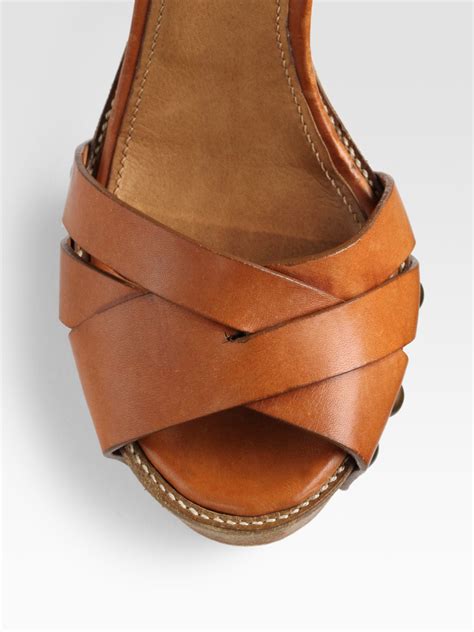 Chloé Leather Wooden-sole Platform Sandals in Brown - Lyst