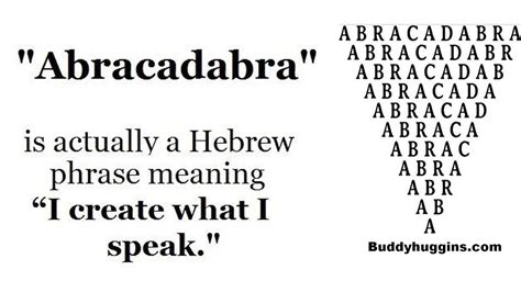 Abracadabra, What is the original meaning of abracadabra? “I create AS ...