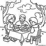 Joyful Family Picnic Coloring Page  Pagescom sketch template