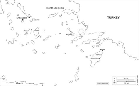 South Aegean free map, free blank map, free outline map, free base map main cities, names, white