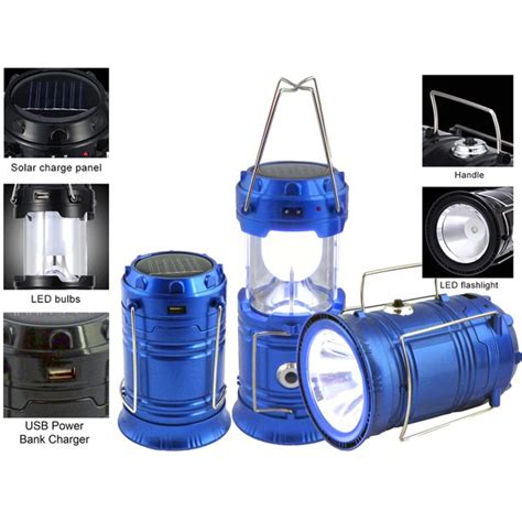 Solar Rechargeable Tac Light Lantern 3-in-1 Bright Collapsible LED Tactical Lantern, Flashlight ...