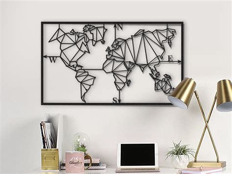 Metal World Map - 9023 Metal Wall Art and Travel Map, Interior Wall ...