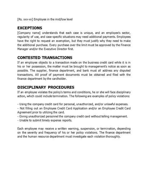 Company credit card policy in Word and Pdf formats - page 3 of 3