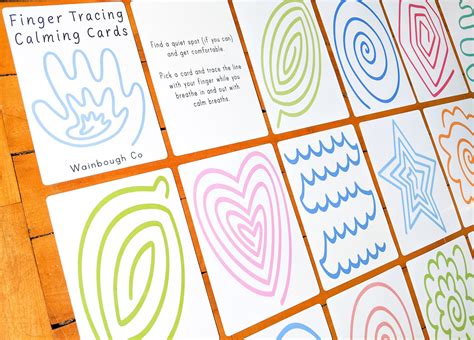 Finger Tracing Calming Cards, Printable Mindfulness Flash Cards, Calm ...