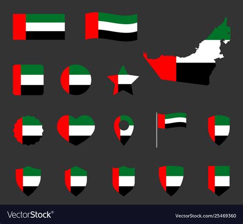 United arab emirates flag icons set national Vector Image