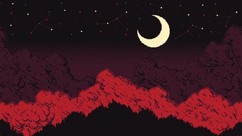 1200x350 Resolution Moon Night PixelArt 1200x350 Resolution Wallpaper ...