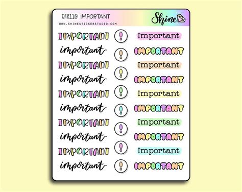 Important Stickers – Shine Sticker Studio