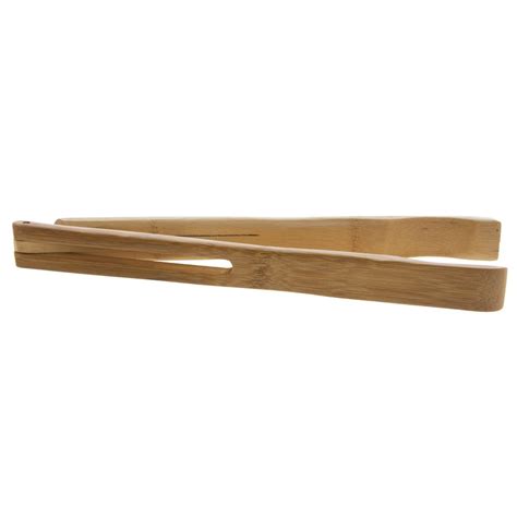 FOH Natural Bamboo Narrow Salad Tongs - 12"L