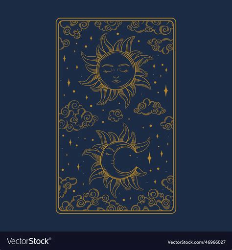 Tarot aesthetic golden card occult design Vector Image