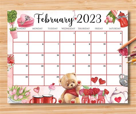 Editable Calendar February 2023 - Printable Template Calendar